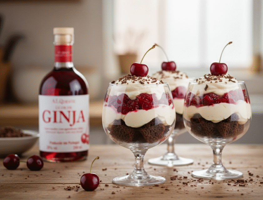 Trifle Rápido de Ginja e Chocolate (em copo)