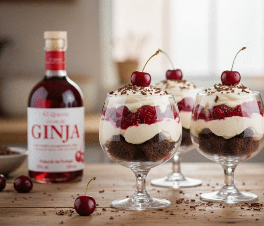 Trifle Rápido de Ginja e Chocolate (em copo)